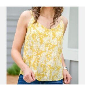 NWT Mine Sz S Botanical / Palm Print Cami Tank Top Tropical Leaf Camisole